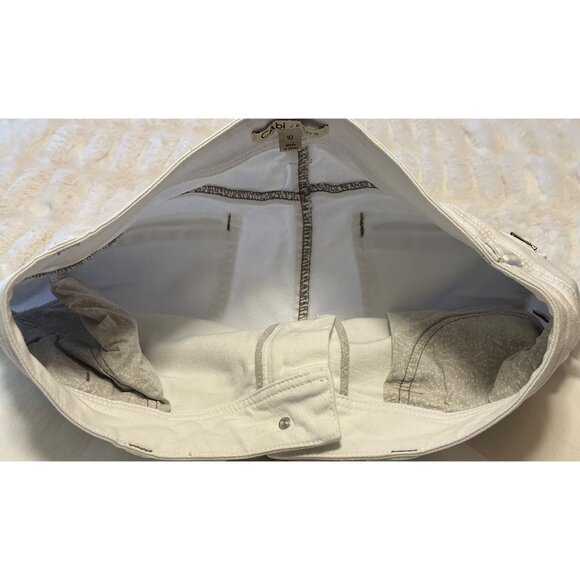 Women's CAbi White Denim Mid-Rise Bootcut Jeans w/Zipper Pockets Size 10 (READ) - Picture 16 of 16